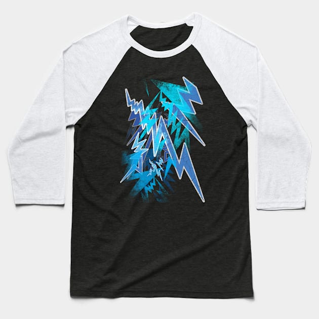 Kat Von Shredding - Electric Blue Lightning Baseball T-Shirt by Toby Wilkinson